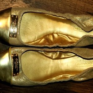 Coach Womens Darsi Gold Ballet Flats